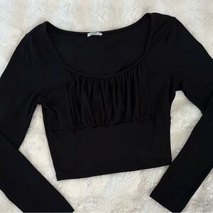 Ardene Black Ruched Long Sleeve Top